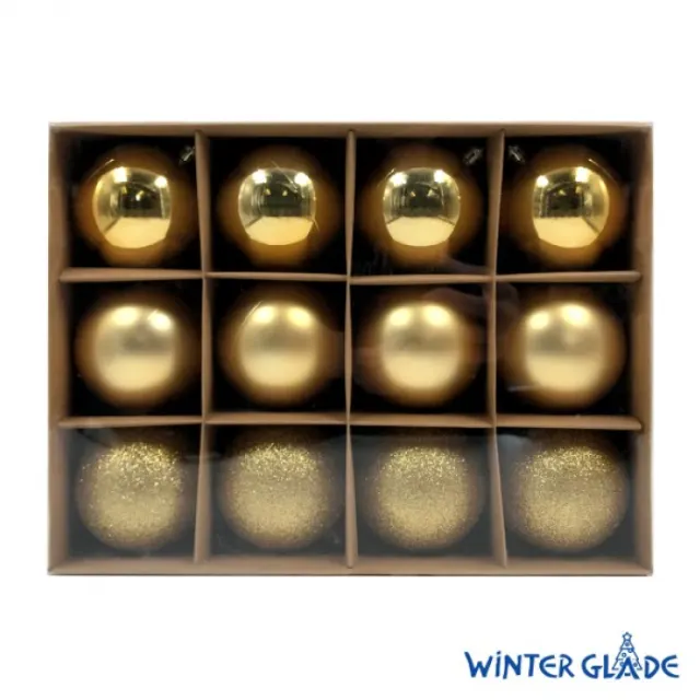 Набор ёлочных шаров Winter Glade 12 шт золотой микс 8012G001