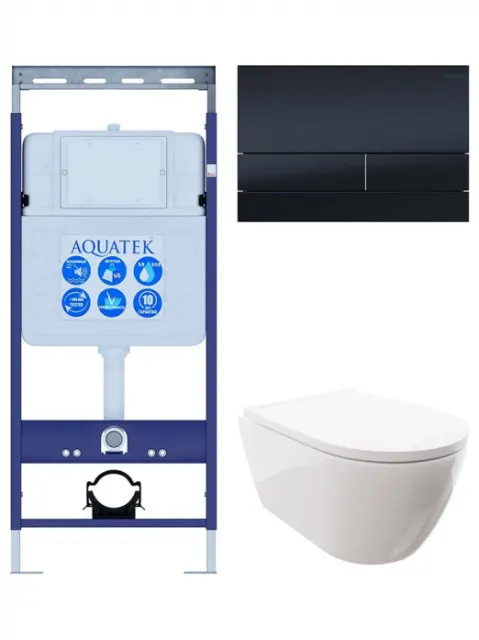 Комплект AQUATEK SET ПОЛАРИС-055 (рама INS-0000010+унитаз Поларис AQ0700-00 с сиденьем+панель смыва KDI-0000055)