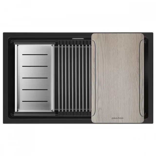 Кухонная мойка Paulmark Мойка LUMI-MULTI SINK 74 UNI, IT-GRANIT, LU-MULTI 74-BLM, черный, 740х450,