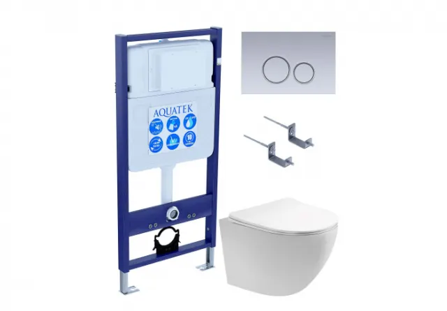 Комплект AQUATEK SET ЕВРОПА T KDI19 (рама Standard INS-0000012+клавиша KDI-0000019+крепеж KKI-0000002+унитаз AQ1900T-00 с сиденьем)