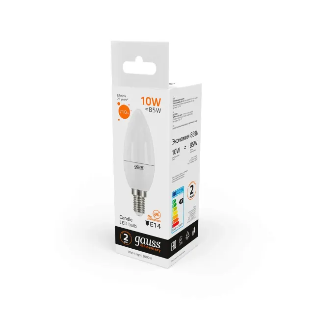 Светодиодная лампа Gauss LED Elementary Candle 10W E14 2700K 33110