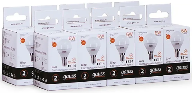 Светодиодная лампа Gauss LED Elementary Globe 6W E14 2700K 53116