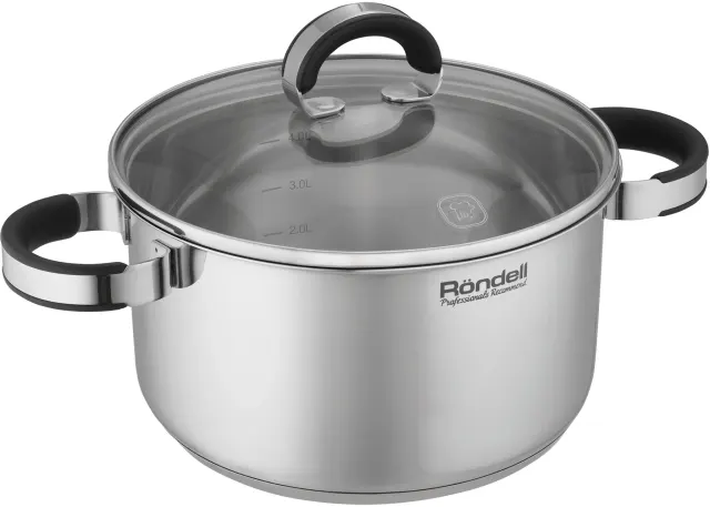 Кастрюля Rondell Кастрюля Rondell Brando RDS-1805 5.1л. d=24см (с крышкой) стальной