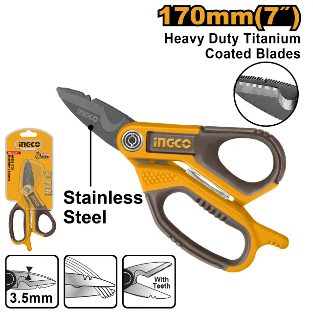 Ножницы универсальные Ingco INDUSTRIAL HES051708 170 мм