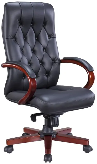 Кресло руководителя Everprof Monaco Wood Кожа Черный ( EP-082WLeatherBlack)
