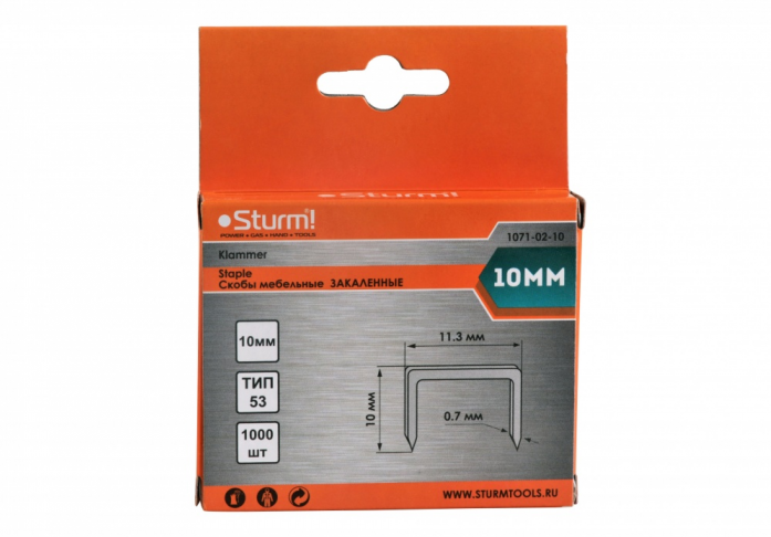 Скобы для степлера Sturm 1000 шт 10 мм Тип 53 1071-02-10