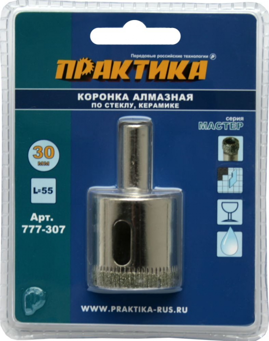 Коронка алмазная ПРАКТИКА Мастер 30мм (1шт) 777-307
