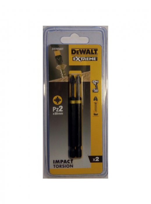 Биты ударные DeWalt Impact Torsion Pz2 85мм 2шт DT70566T-QZ