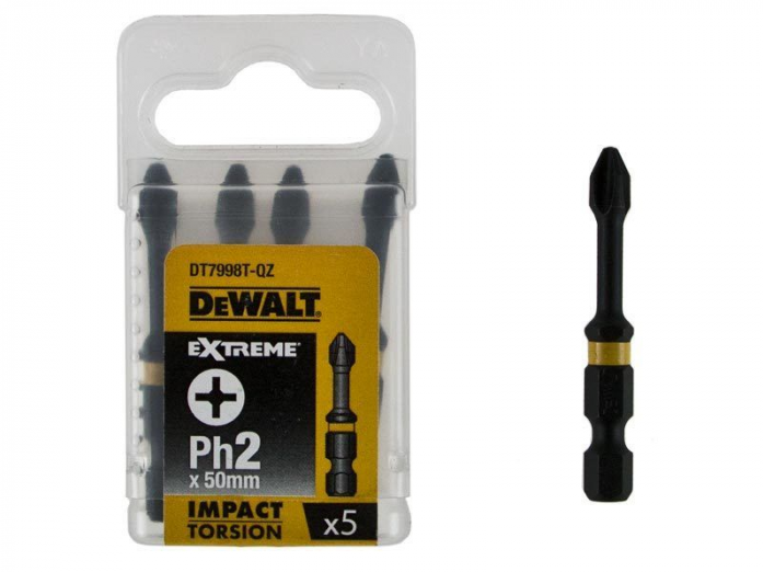 Биты ударные DeWalt IMPACT Torsion Ph2 50мм 5 шт DT7998T-QZ