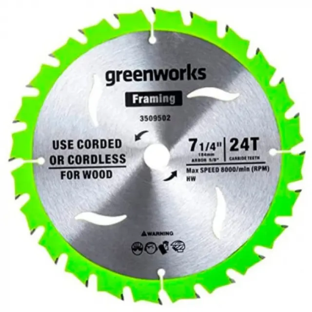 Диск пильный по дереву GreenWorks 184x1.75/1.13x20мм 24T 2943407