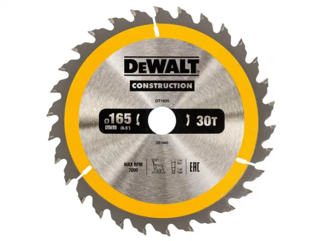 Пильный диск DeWalt Construction 165х20мм 30ATB DT1935-QZ