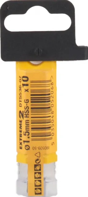 Сверло по металлу DeWalt EXTREME2 HSS-G 1.5х40х18мм 10шт DT5536-QZ
