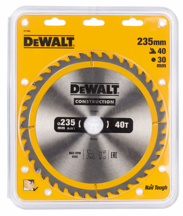 Пильный диск DeWalt CONSTRUCT 235х30 мм 40 ATB DT1955-QZ